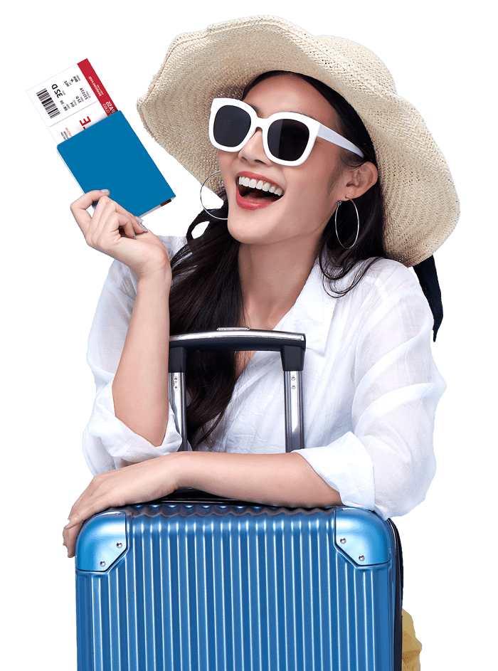 Traveller ready for their journey abroad